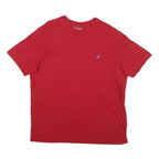 NAUTICA Mens Red Crew Neck T-Shirt L Cotton Blend Short Sleeve Logo Embroidered
