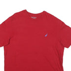NAUTICA Mens Red Crew Neck T-Shirt L Cotton Blend Short Sleeve Logo Embroidered