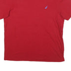 NAUTICA Mens Red Crew Neck T-Shirt L Cotton Blend Short Sleeve Logo Embroidered