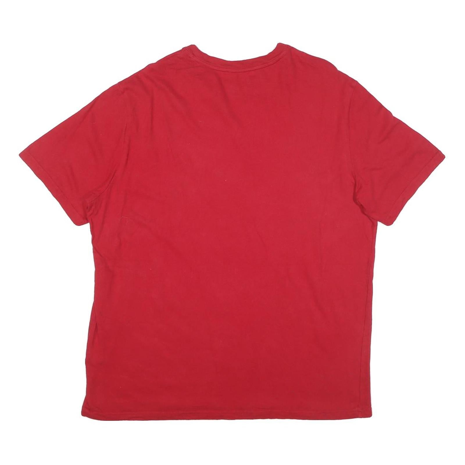 NAUTICA Mens Red Crew Neck T-Shirt L Cotton Blend Short Sleeve Logo Embroidered