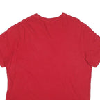 NAUTICA Mens Red Crew Neck T-Shirt L Cotton Blend Short Sleeve Logo Embroidered