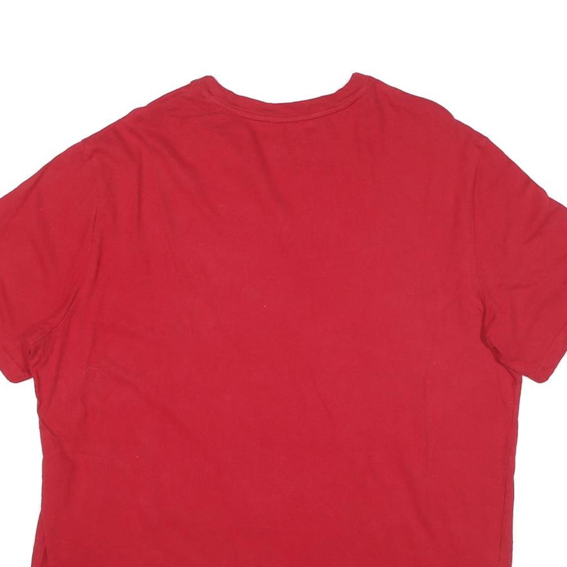 NAUTICA Mens Red Crew Neck T-Shirt L Cotton Blend Short Sleeve Logo Embroidered