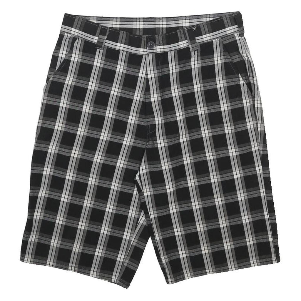 DICKIES Mens Black & Grey Check Casual Shorts M W32 Cotton Blend Comfort Style