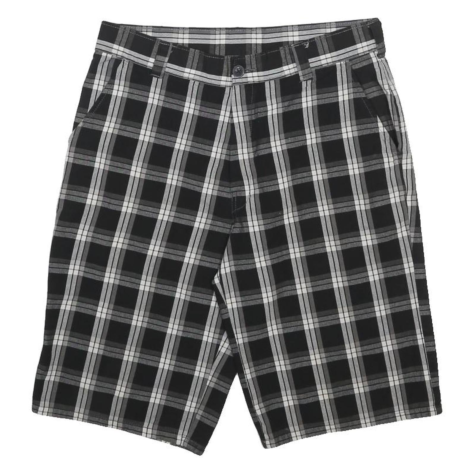 DICKIES Mens Black & Grey Check Casual Shorts M W32 Cotton Blend Comfort Style