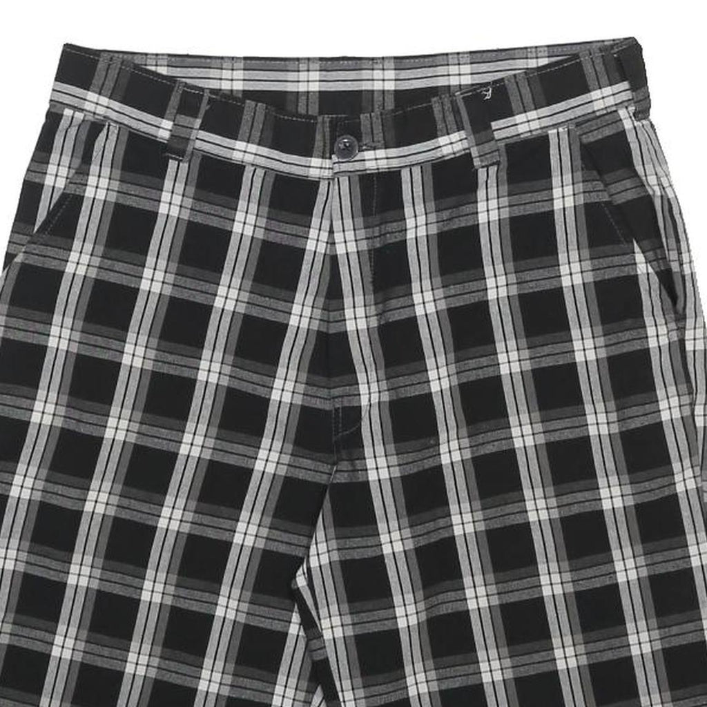 DICKIES Mens Black & Grey Check Casual Shorts M W32 Cotton Blend Comfort Style