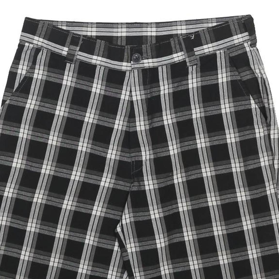 DICKIES Mens Black & Grey Check Casual Shorts M W32 Cotton Blend Comfort Style