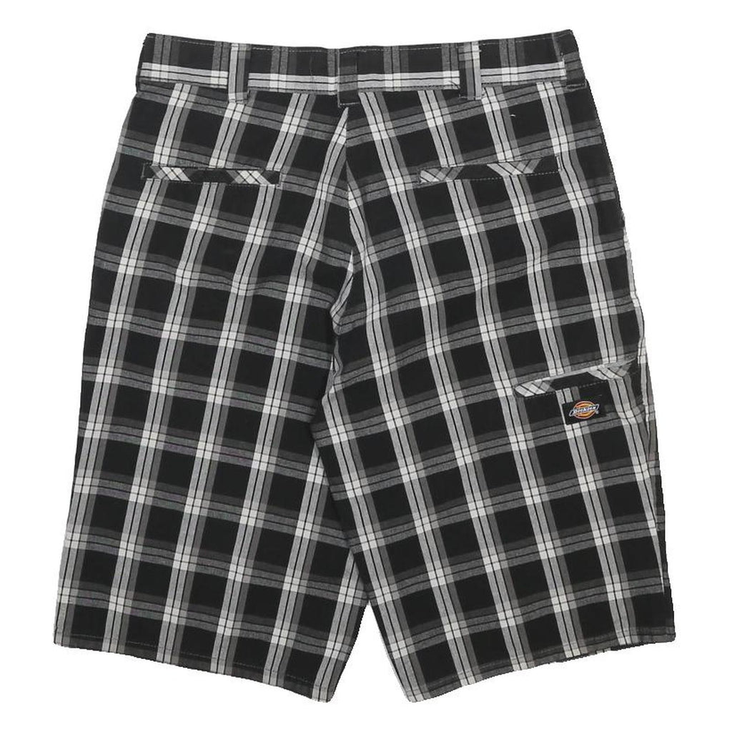 DICKIES Mens Black & Grey Check Casual Shorts M W32 Cotton Blend Comfort Style