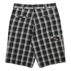 DICKIES Mens Black & Grey Check Casual Shorts M W32 Cotton Blend Comfort Style
