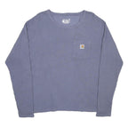 CARHARTT Womens Blue Plain Cotton Waffle Knit Crew Neck Jumper M Casual