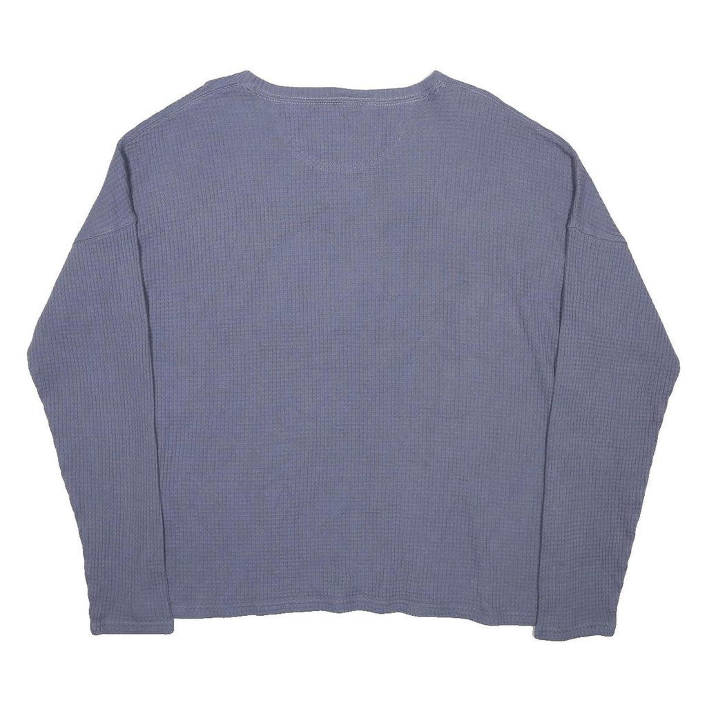 CARHARTT Womens Blue Plain Cotton Waffle Knit Crew Neck Jumper M Casual