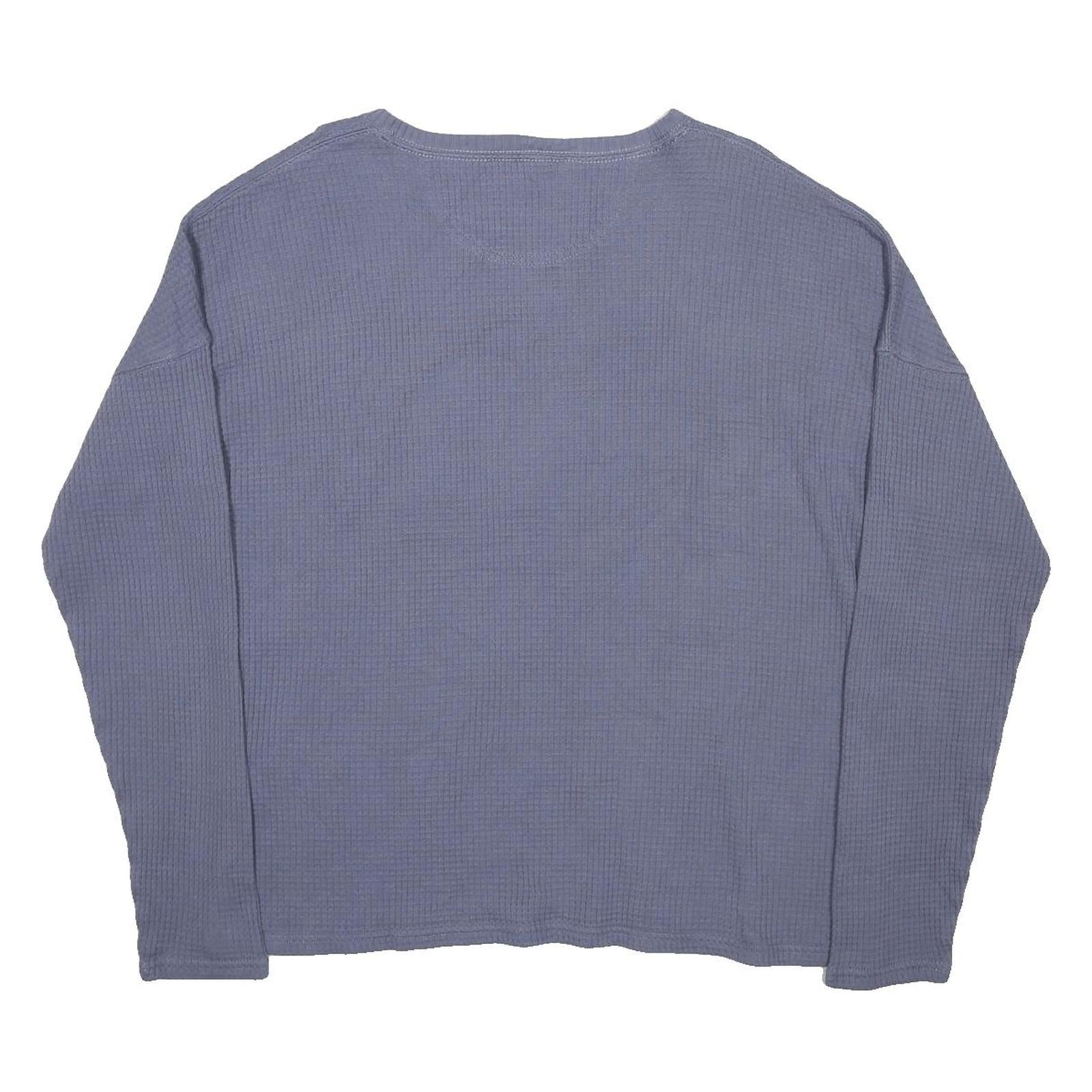 CARHARTT Womens Blue Plain Cotton Waffle Knit Crew Neck Jumper M Casual