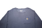 CARHARTT Womens Blue Plain Cotton Waffle Knit Crew Neck Jumper M Casual