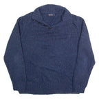NAUTICA Mens Jumper Blue Button Neck Tight Knit Wool L