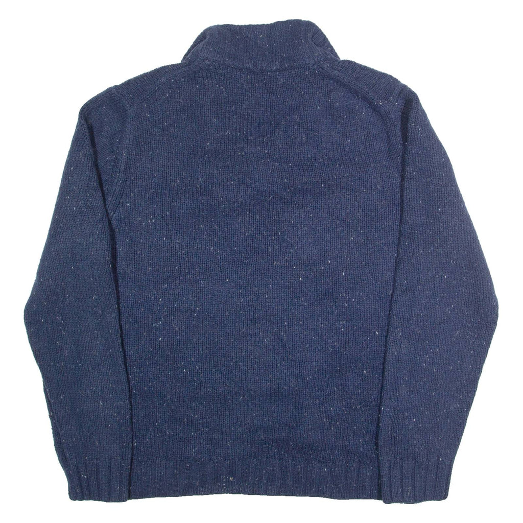 NAUTICA Mens Jumper Blue Button Neck Tight Knit Wool L