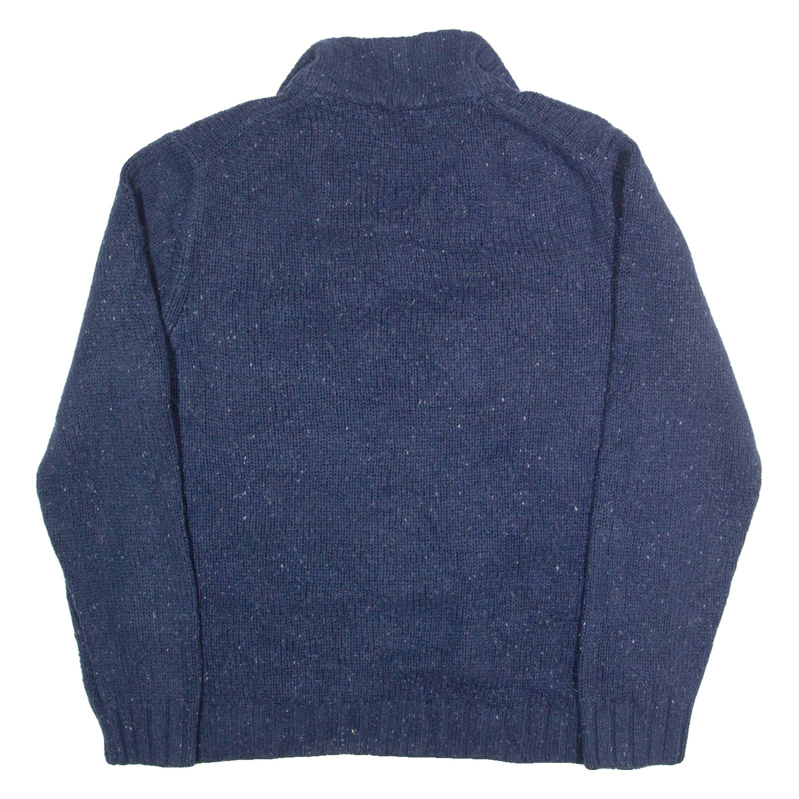 NAUTICA Mens Jumper Blue Button Neck Tight Knit Wool L