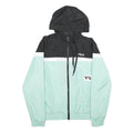 FILA Mens Black & Mint Zip Hooded Windbreaker Jacket L Polyester Sportswear