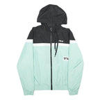 FILA Mens Black & Mint Zip Hooded Windbreaker Jacket L Polyester Sportswear