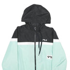 FILA Mens Black & Mint Zip Hooded Windbreaker Jacket L Polyester Sportswear