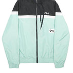 FILA Mens Black & Mint Zip Hooded Windbreaker Jacket L Polyester Sportswear