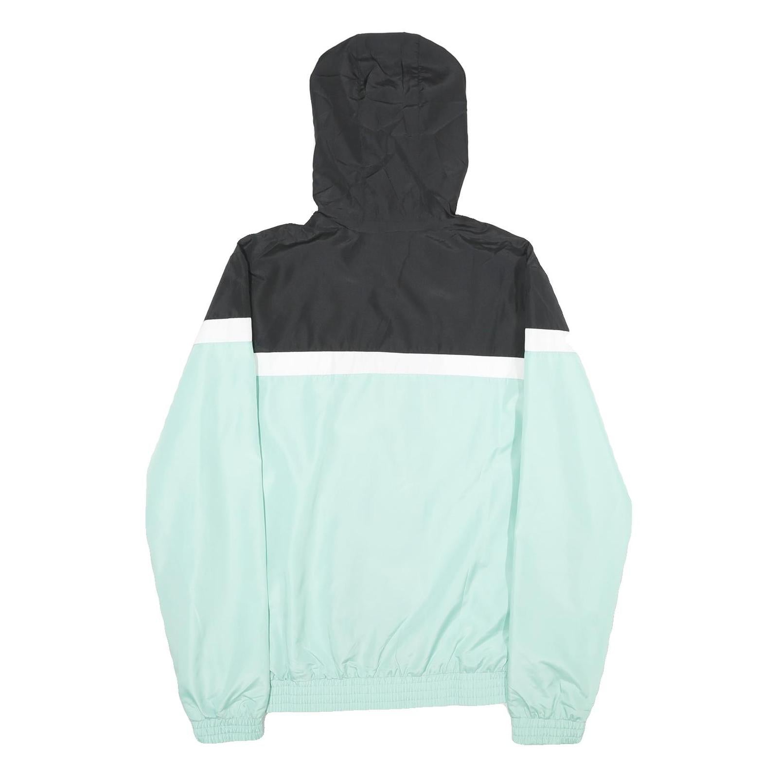 FILA Mens Black & Mint Zip Hooded Windbreaker Jacket L Polyester Sportswear