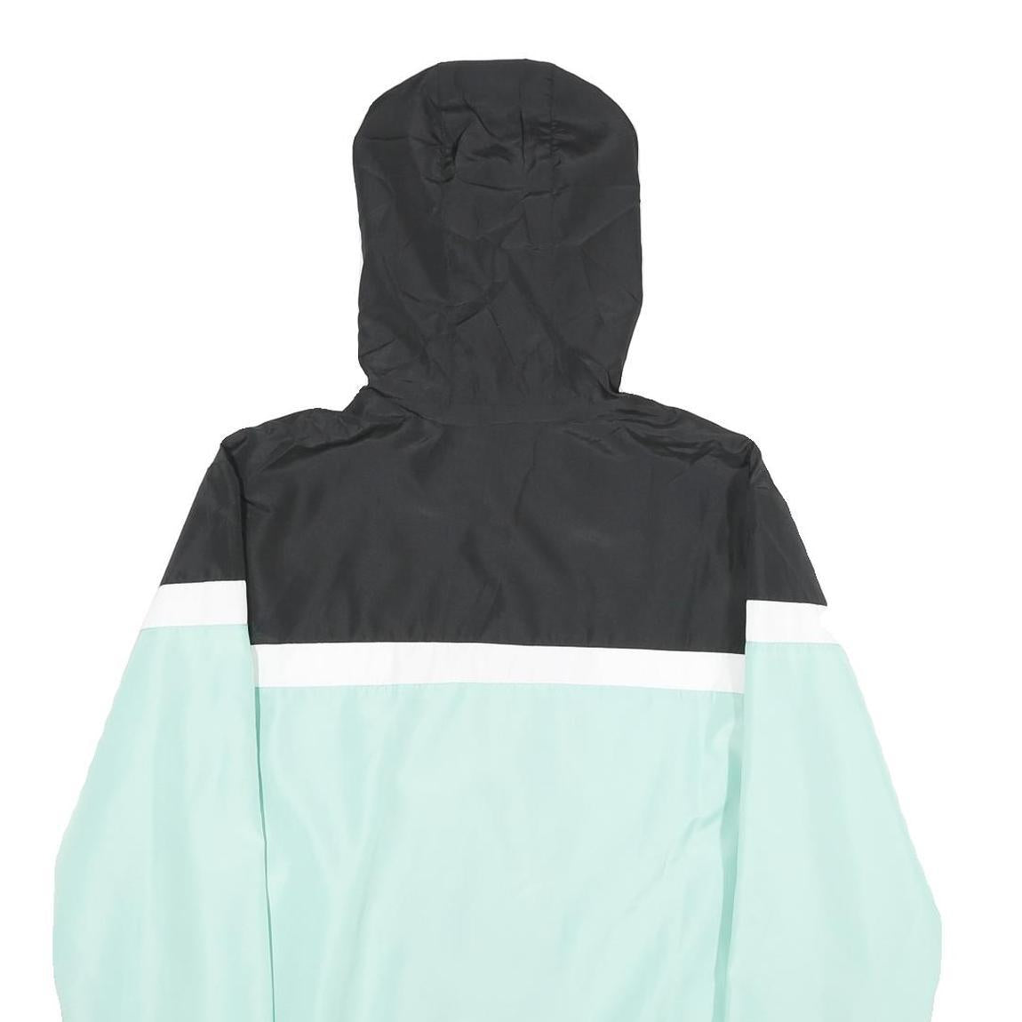 FILA Mens Black & Mint Zip Hooded Windbreaker Jacket L Polyester Sportswear