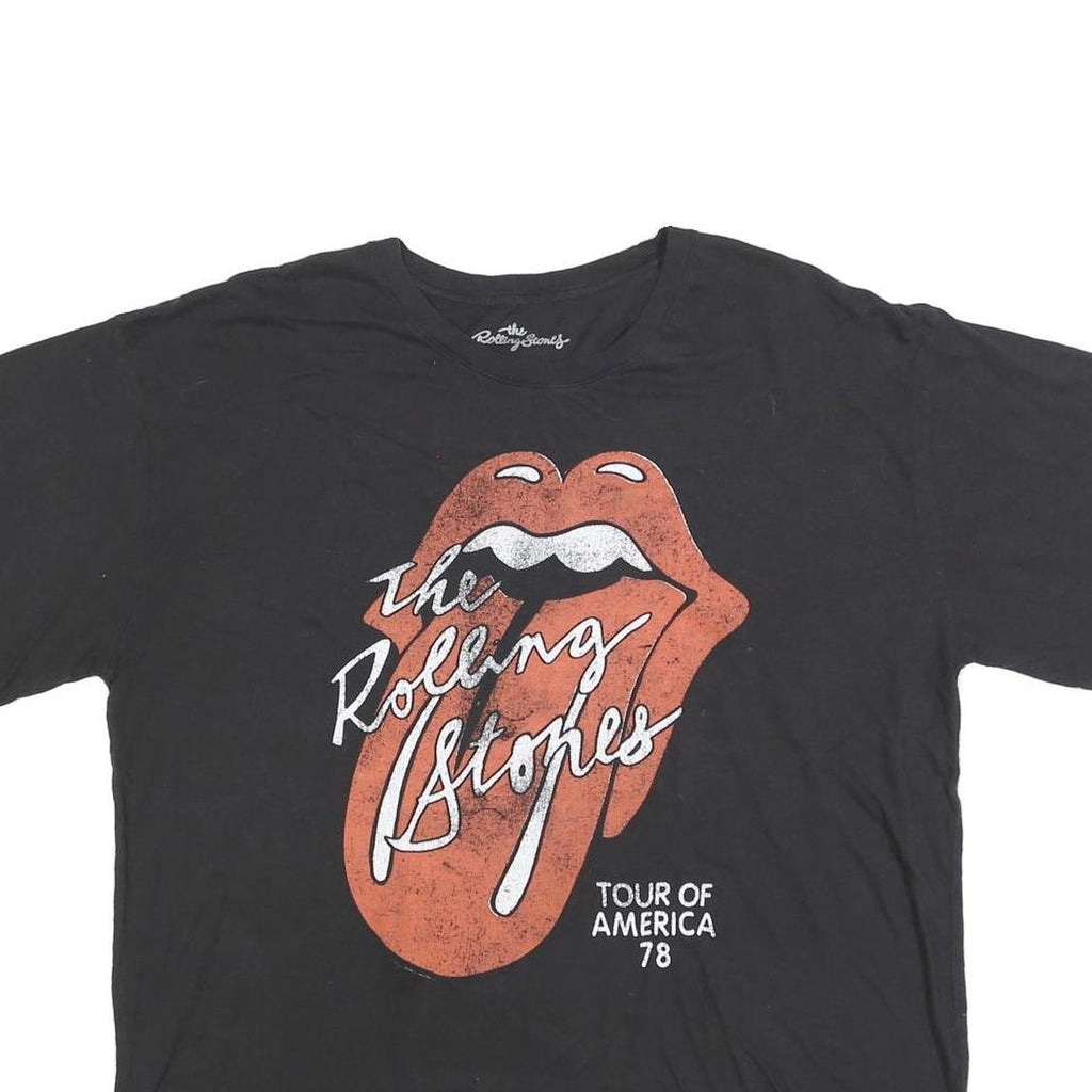 THE ROLLING STONES Womens Black Tour Of America 78 Graphic T-Shirt 2XL Short