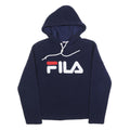 FILA Womens Navy Blue Logo Hoodie Hooded Sweatshirt S Polyester Blend Casual