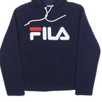 FILA Womens Navy Blue Logo Hoodie Hooded Sweatshirt S Polyester Blend Casual