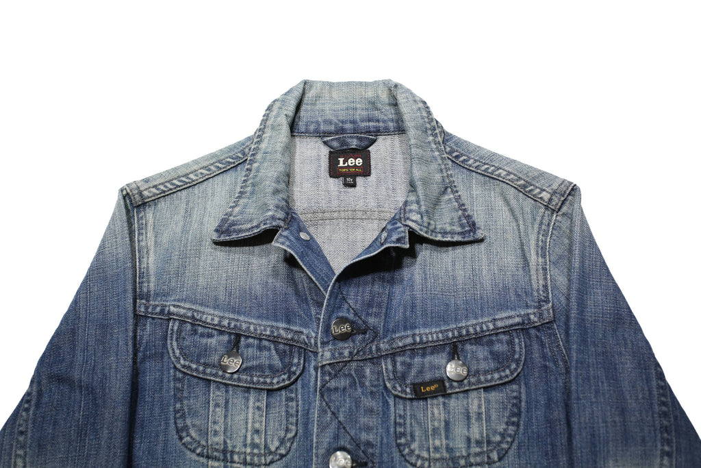 LEE Boys Blue Denim Jacket 10Y Cotton Classic Button Closure Casual Stylish