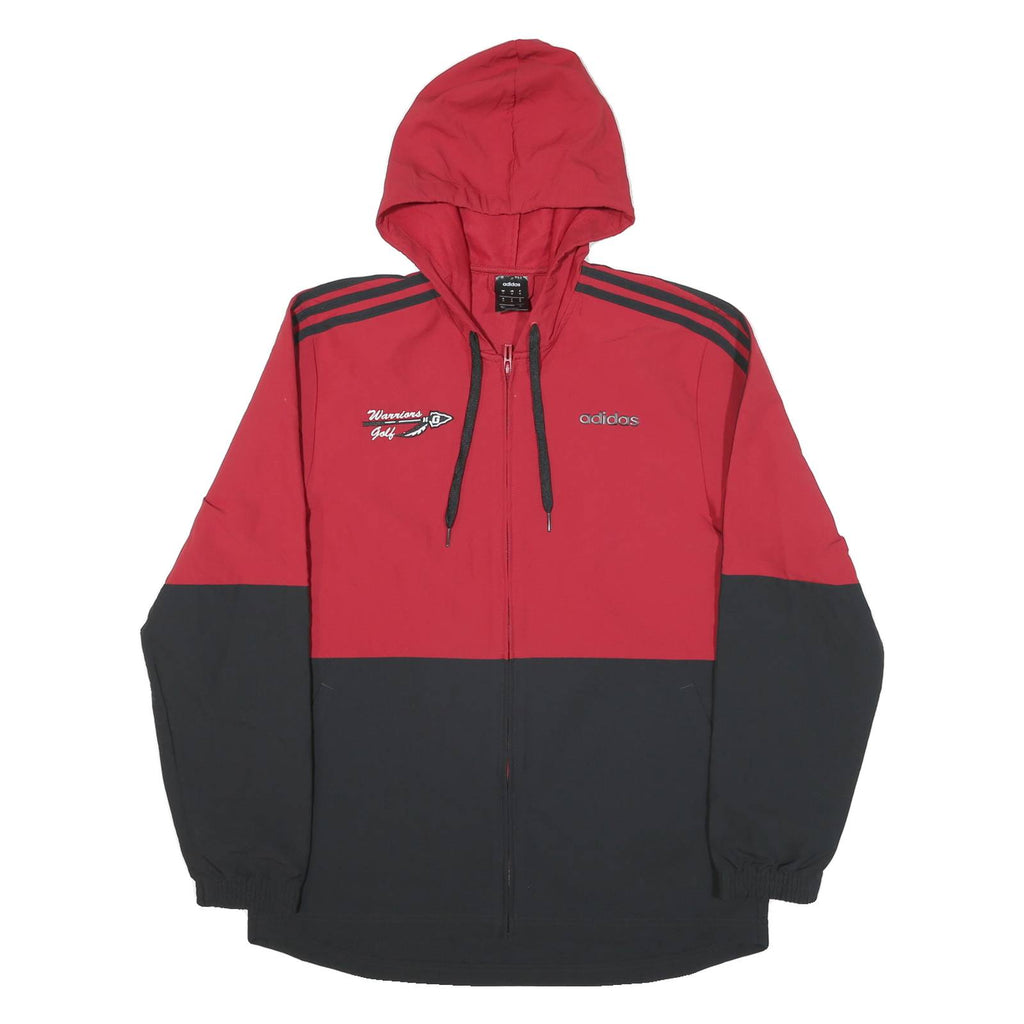 ADIDAS Mens Red & Black Zip Up Hooded Polyester Blend Jacket M Sportswear
