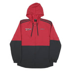 ADIDAS Mens Red & Black Zip Up Hooded Polyester Blend Jacket M Sportswear
