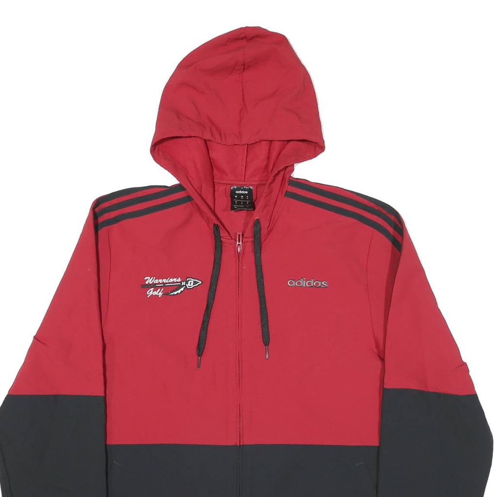 ADIDAS Mens Red & Black Zip Up Hooded Polyester Blend Jacket M Sportswear