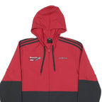 ADIDAS Mens Red & Black Zip Up Hooded Polyester Blend Jacket M Sportswear