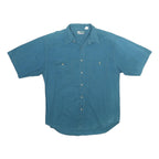 TIMBER TRAIL Mens Blue Shirt L Short Sleeve Cotton Casual Pocket Button