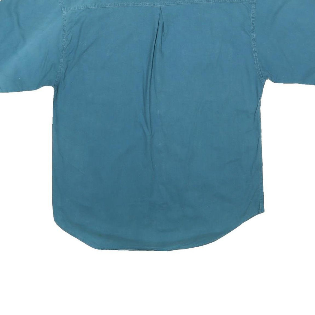 TIMBER TRAIL Mens Blue Shirt L Short Sleeve Cotton Casual Pocket Button