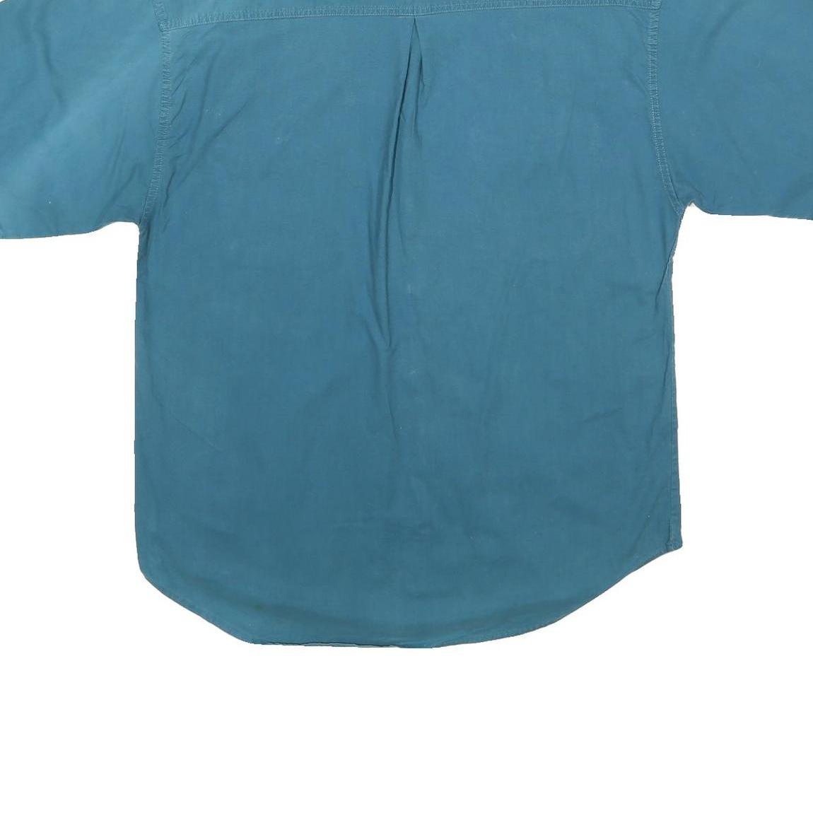 TIMBER TRAIL Mens Blue Shirt L Short Sleeve Cotton Casual Pocket Button