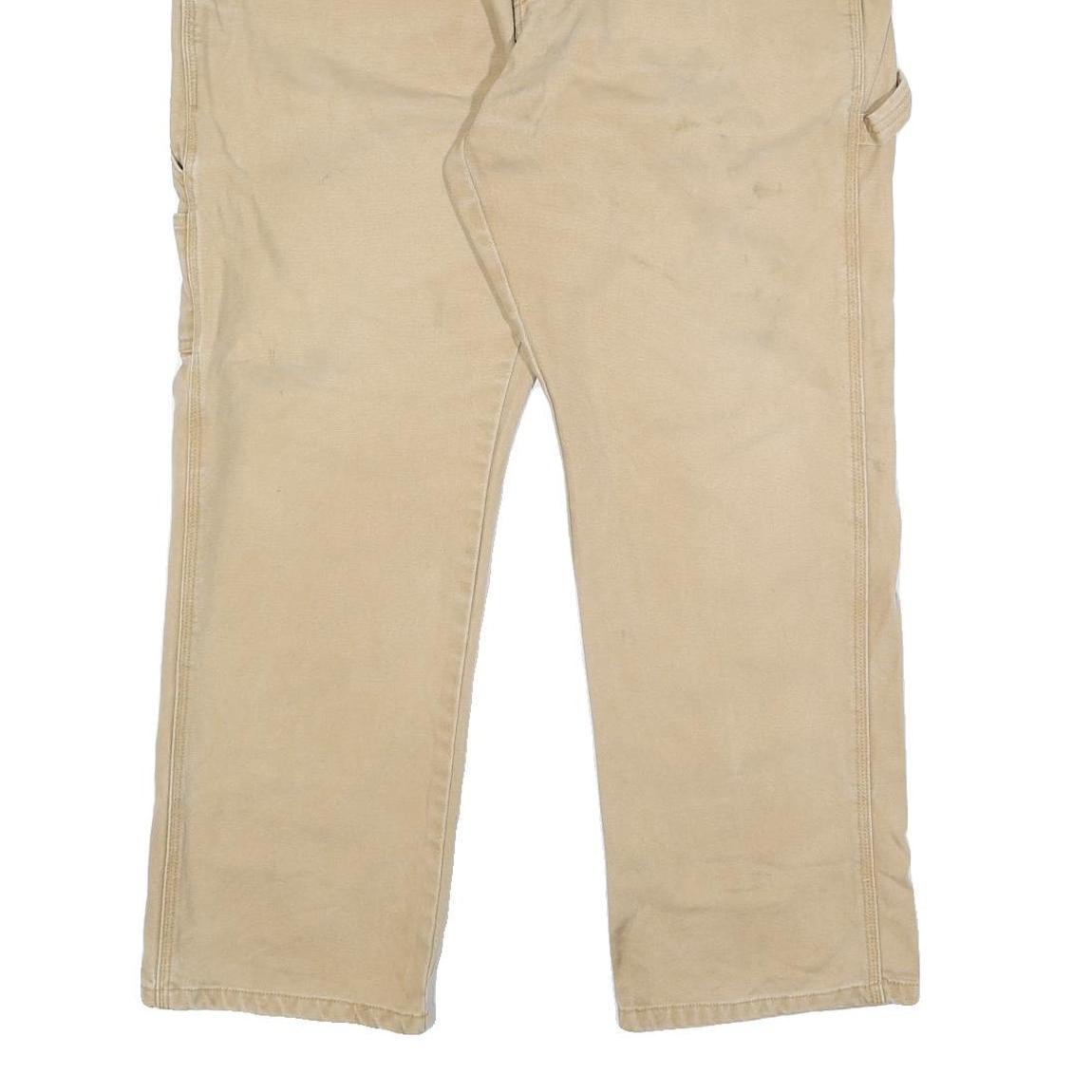 RK BRAND Mens Cotton Beige Relaxed Leg Trousers W38 L30 Casual Work Pants