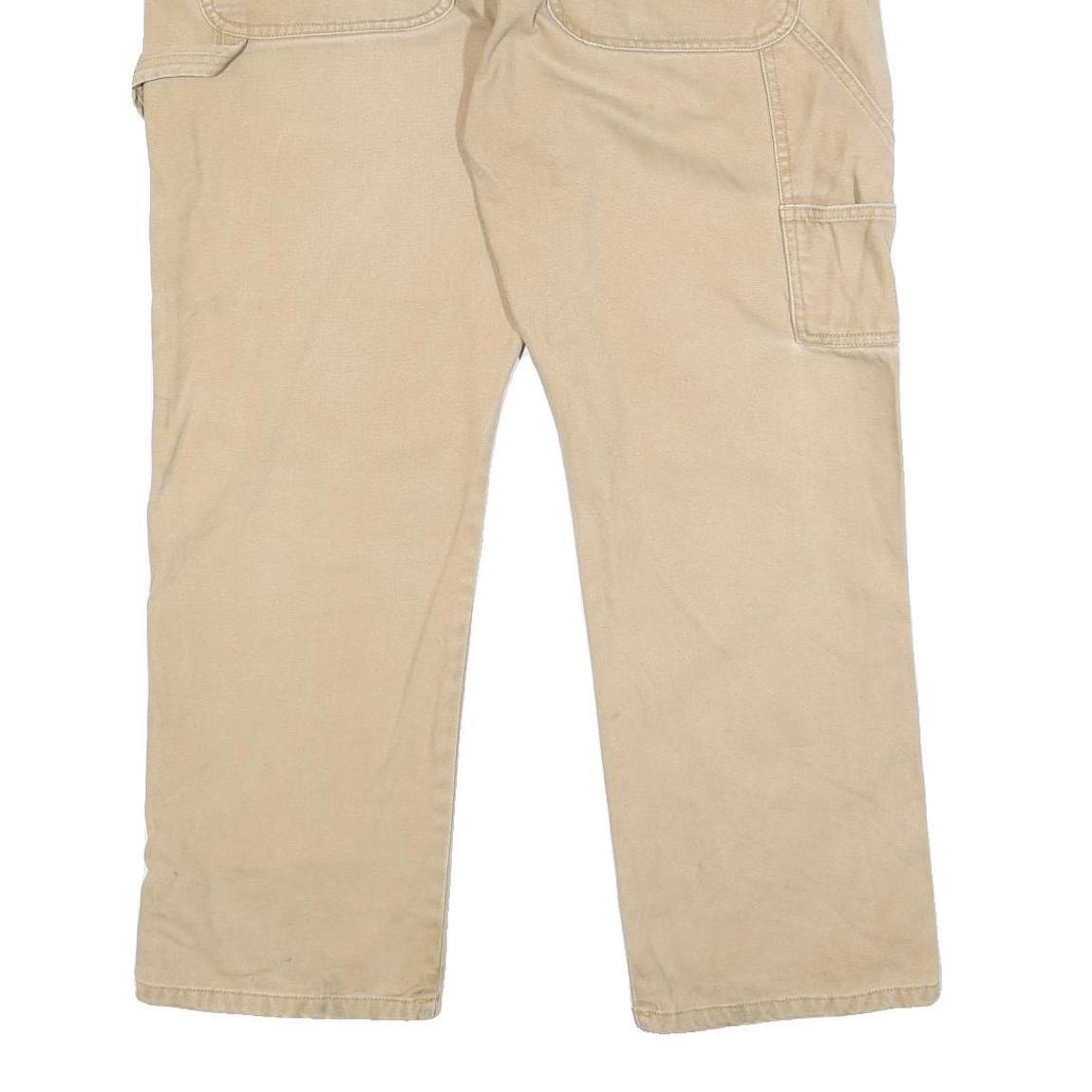 RK BRAND Mens Cotton Beige Relaxed Leg Trousers W38 L30 Casual Work Pants