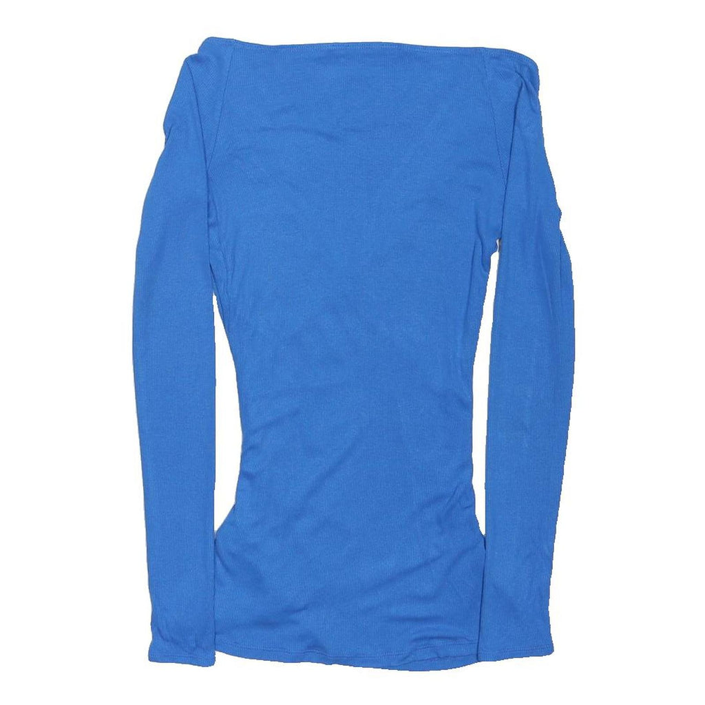 LIPSY Womens Blue Wrap Top Long Sleeve V-Neck UK 12 Ruched Side Stylish