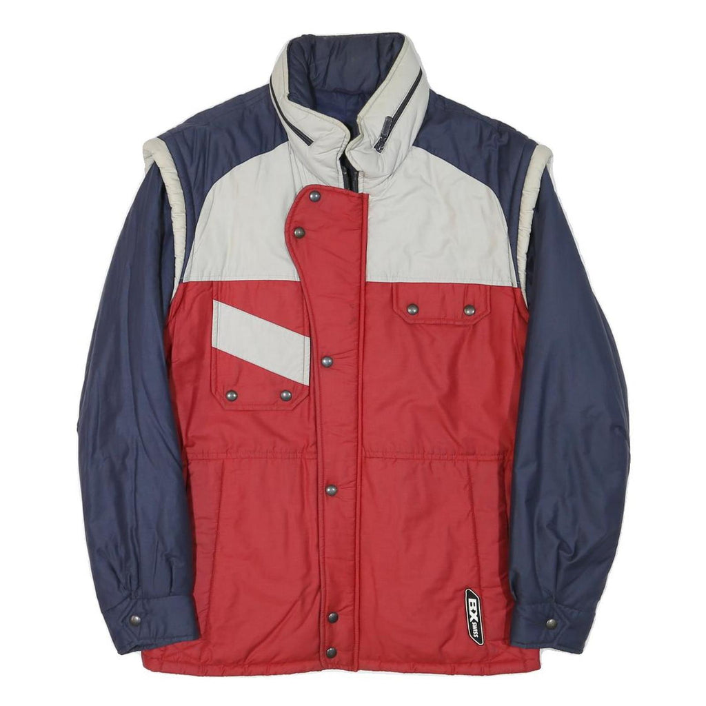 BX SWISS Mens Red & Blue Polyester Blend Casual Jacket L Zip Pockets