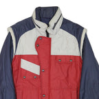 BX SWISS Mens Red & Blue Polyester Blend Casual Jacket L Zip Pockets