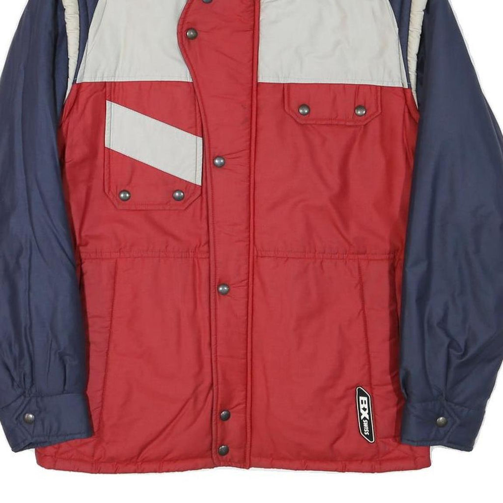 BX SWISS Mens Red & Blue Polyester Blend Casual Jacket L Zip Pockets
