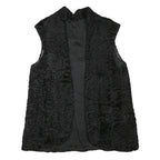 Womens Black Faux Fur Sleeveless Jacket M Polyester Blend Plush Warm Soft