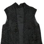 Womens Black Faux Fur Sleeveless Jacket M Polyester Blend Plush Warm Soft