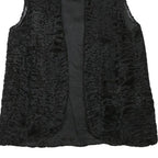Womens Black Faux Fur Sleeveless Jacket M Polyester Blend Plush Warm Soft