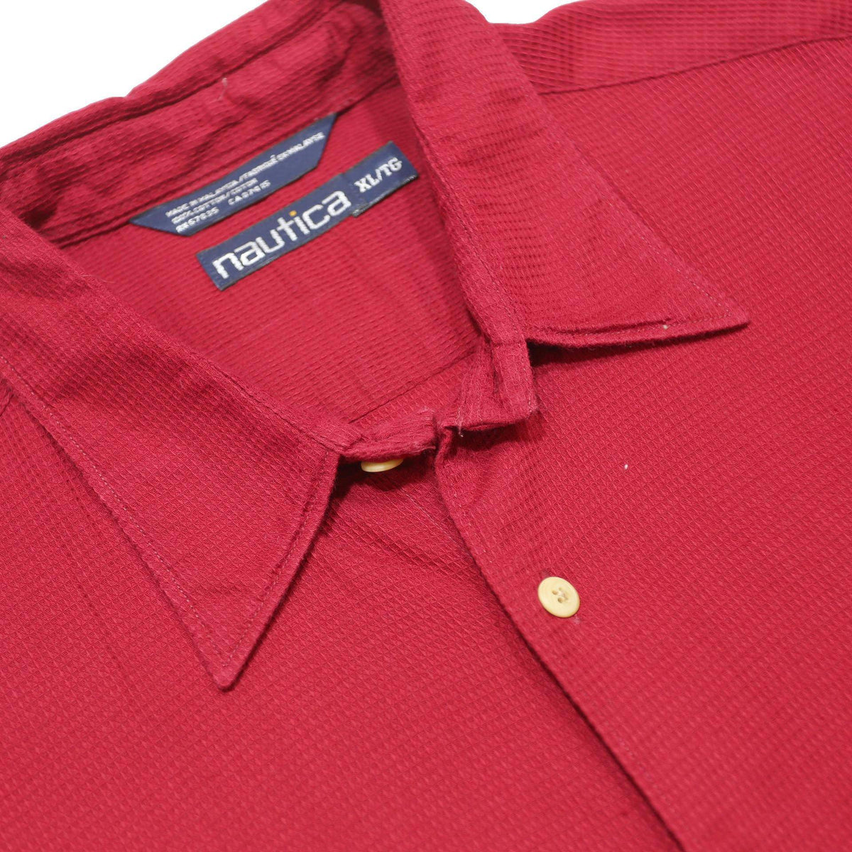 NAUTICA Mens Red Cotton Short Sleeve Shirt XL Casual Button Up Pocket