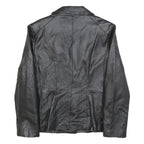 EAST5TH Womens Black Leather Button Jacket L Smooth Classic