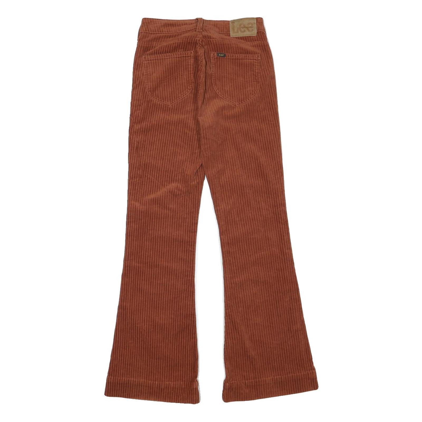 LEE Womens Cotton Blend Rust Brown Regular Fit Flared Trousers W24 L29 Corduroy