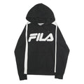 FILA Mens Black & White Logo Hoodie M Cotton Casual Streetwear Sweatshirt