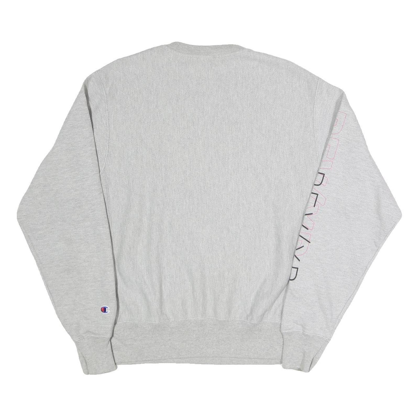 CHAMPION Mens Grey Crew Neck M REVXP Graphic Sweatshirt Cotton Blend Pullover